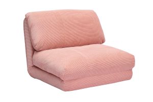 Chauffeuse 1 place convertible en tissu velours côtelé rose SPENCER