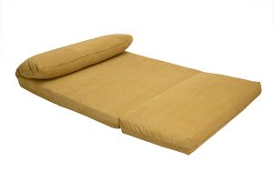 Chauffeuse convertible 2 places en tissu velours côtelé jaune curry SPENCER