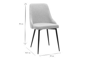 Chaises design en tissu effet velours texturé gris clair et métal noir (lot de 2) CULT