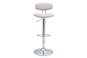 Tabouret de bar design réglable en tissu effet velours texturé beige et métal VASCO