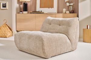 Fauteuil lounge en tissu effet velours texturé taupe BUMPY