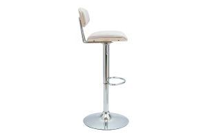 Tabouret de bar design réglable en tissu effet velours texturé beige et métal VASCO
