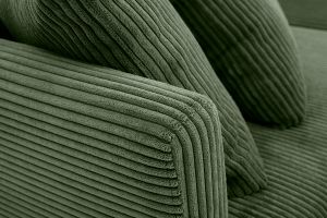 Canapé scandinave déhoussable 3 places en tissu velours côtelé vert kaki et bois clair OSLO
