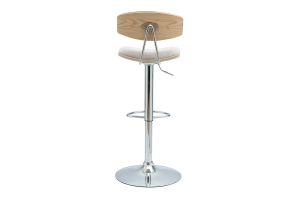 Tabouret de bar design réglable en tissu effet velours texturé beige et métal VASCO