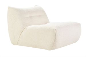 Fauteuil lounge en tissu bouclette blanc cassé BUMPY