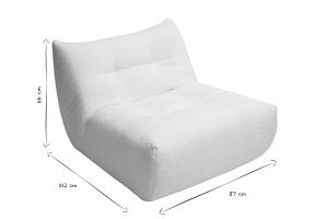 Fauteuil lounge en tissu bouclette blanc cassé BUMPY