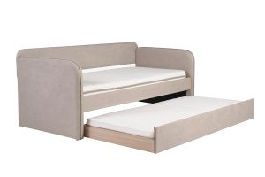 Lit gigogne en tissu taupe 90 x 190 cm EDISON