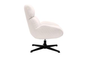 Fauteuil pivotant en tissu velours côtelé écru et métal noir KLEM