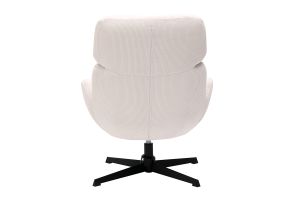 Fauteuil pivotant en tissu velours côtelé écru et métal noir KLEM