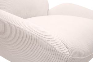 Fauteuil pivotant en tissu velours côtelé écru et métal noir KLEM