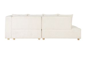 Canapé d'angle droit 3 places en tissu velours côtelé beige et bois clair HARLEM