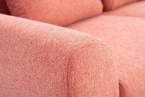 Canapé scandinave 2 places en tissu effet velours texturé terracotta et bois clair EKTOR