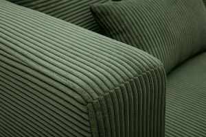 Canapé d'angle gauche 3 places en tissu velours côtelé vert kaki et bois clair HARLEM