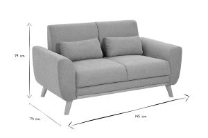 Canapé scandinave 2 places en tissu effet velours texturé terracotta et bois clair EKTOR