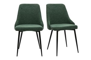 Chaises design en tissu effet velours texturé vert foncé et métal noir (lot de 2) CULT