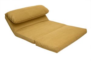 Chauffeuse convertible 2 places en tissu velours côtelé jaune curry SPENCER