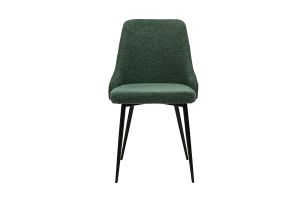 Chaises design en tissu effet velours texturé vert foncé et métal noir (lot de 2) CULT