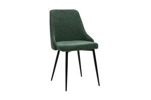 Chaises design en tissu effet velours texturé vert foncé et métal noir (lot de 2) CULT