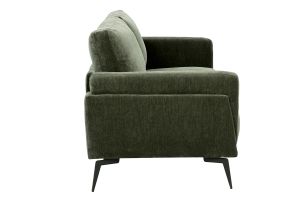 Canapé design 2 places en tissu effet velours vert kaki et métal noir MOSCO