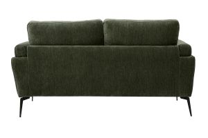 Canapé design 2 places en tissu effet velours vert kaki et métal noir MOSCO