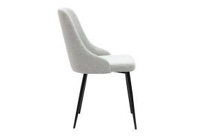 Chaises design en tissu effet velours texturé gris clair et métal noir (lot de 2) CULT