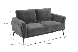 Canapé design 2 places en tissu effet velours vert kaki et métal noir MOSCO
