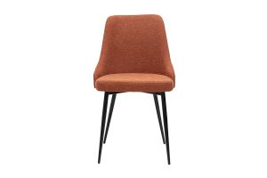 Chaises design en tissu effet velours texturé terre brûlée et métal noir (lot de 2) CULT