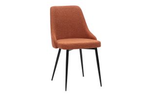 Chaises design en tissu effet velours texturé terre brûlée et métal noir (lot de 2) CULT