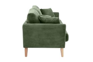 Canapé scandinave déhoussable 3 places en tissu velours côtelé vert kaki et bois clair OSLO