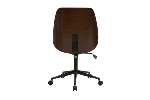 Chaise de bureau à roulettes noire et bois foncé DOUGLAS