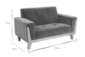 Canapé scandinave 2 places en tissu effet velours vert kaki et bois clair FJORD