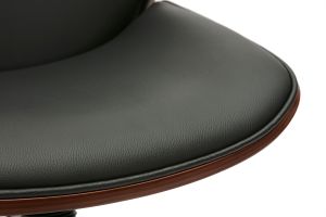 Chaise de bureau à roulettes noire et bois foncé DOUGLAS