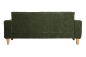 Canapé scandinave 3 places en tissu effet velours vert kaki et bois clair FJORD