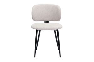 Chaises en tissu effet velours texturé beige et métal noir (lot de 2) ATRIUM