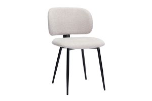 Chaises en tissu effet velours texturé beige et métal noir (lot de 2) ATRIUM