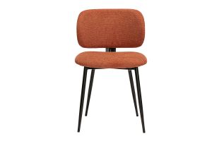 Chaises en tissu effet velours texturé terre brûlée et métal noir (lot de 2) ATRIUM
