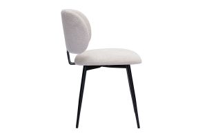 Chaises en tissu effet velours texturé beige et métal noir (lot de 2) ATRIUM