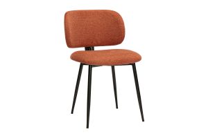 Chaises en tissu effet velours texturé terre brûlée et métal noir (lot de 2) ATRIUM