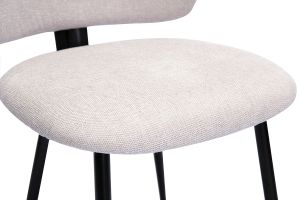 Chaises en tissu effet velours texturé beige et métal noir (lot de 2) ATRIUM