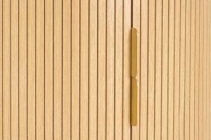 Table basse ronde finition bois clair chêne 2 portes coulissantes D80 cm EPIC