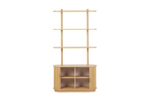 Bibliothèque finition bois clair chêne avec rangement 2 portes coulissantes L90 cm EPIC
