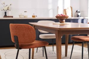 Chaises en tissu effet velours texturé terre brûlée et métal noir (lot de 2) ATRIUM