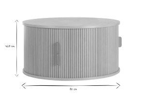 Table basse ronde finition bois clair chêne 2 portes coulissantes D80 cm EPIC