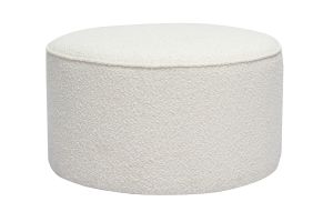 Pouf rond en tissu effet laine bouclée blanc D70 cm PAUL