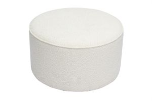 Pouf rond en tissu effet laine bouclée blanc D70 cm PAUL