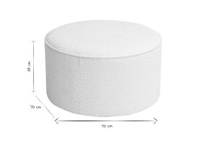 Pouf rond en tissu effet laine bouclée blanc D70 cm PAUL