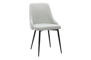 Chaises design en tissu effet velours texturé gris clair et métal noir (lot de 2) CULT