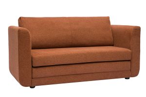 Canapé convertible 2 places en tissu effet velours texturé terre brûlée LEON