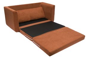 Canapé convertible 2 places en tissu effet velours texturé terre brûlée LEON