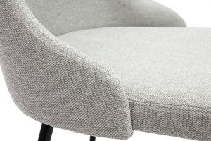 Chaises design en tissu effet velours texturé gris clair et métal noir (lot de 2) CULT